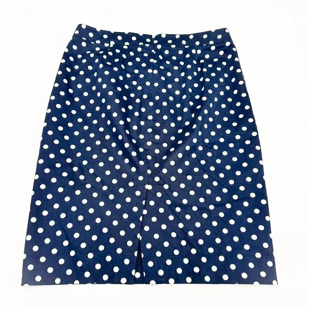 J. Crew Polka Dot Pencil Skirt Navy White Patterned Size 14